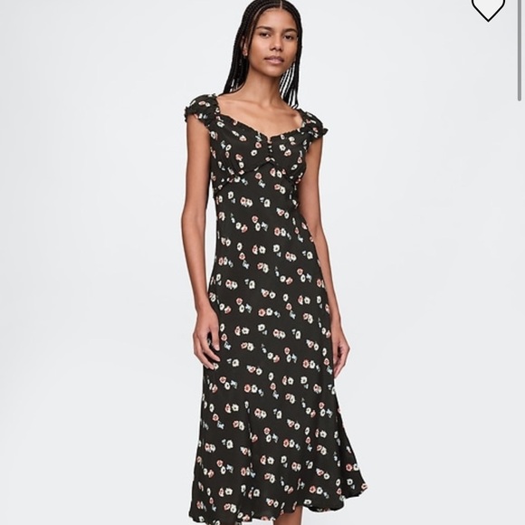 GAP Black Floral Midi Dress - Picture 1 of 5